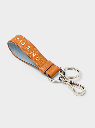 Embroidered logo leather key chain