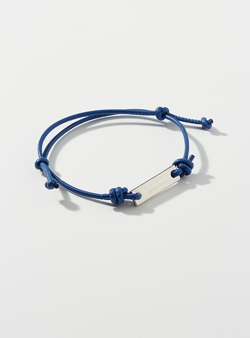 MARNI Blue Knotted leather bracelet for men