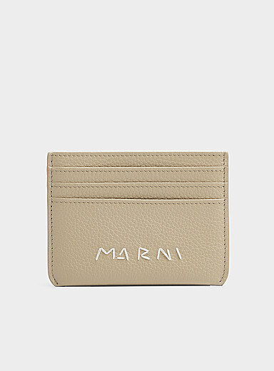 MARNI Black Embroidered signature card case for men
