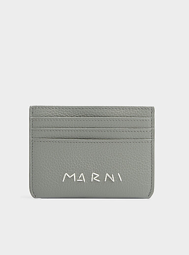 MARNI Black Embroidered signature card case for men