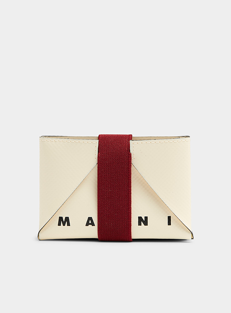 MARNI White Two-tone origami card case for men