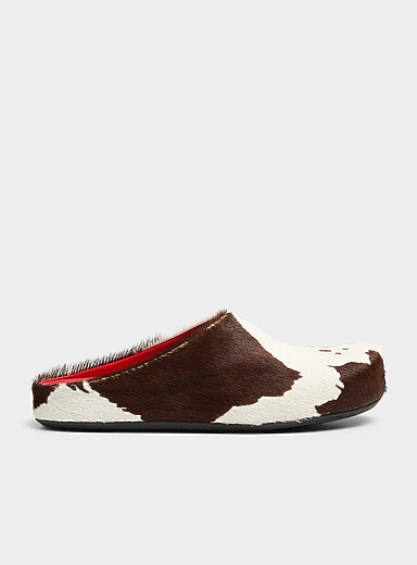 MARNI: Le sabot Fussbett poils de veau Homme Blanc &agrave; motifs pour homme