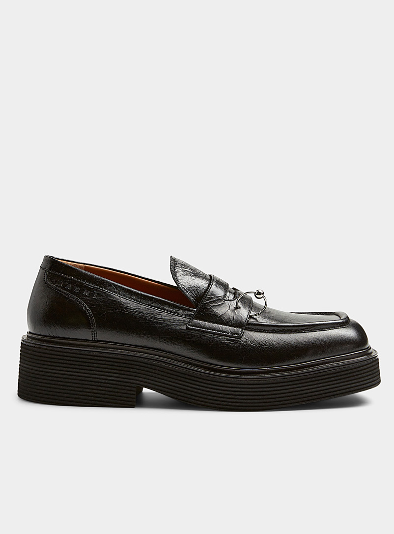 MARNI Black Piercing shiny loafers Men for men