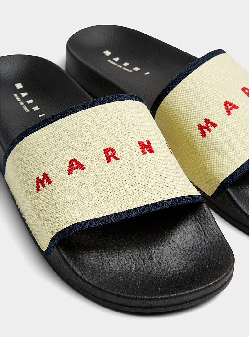 MARNI: La sandale slide logo jacquard Homme Blanc pour homme