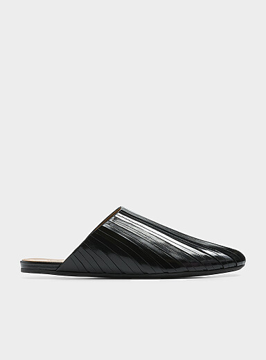 MARNI: La mule lani&egrave;res cuir d'agneau Noir pour homme