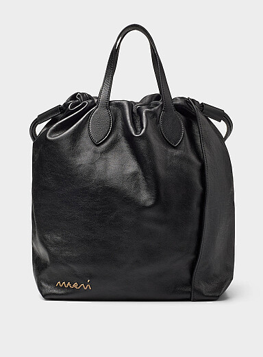 MARNI Black Scrunchie leather boho bag for men