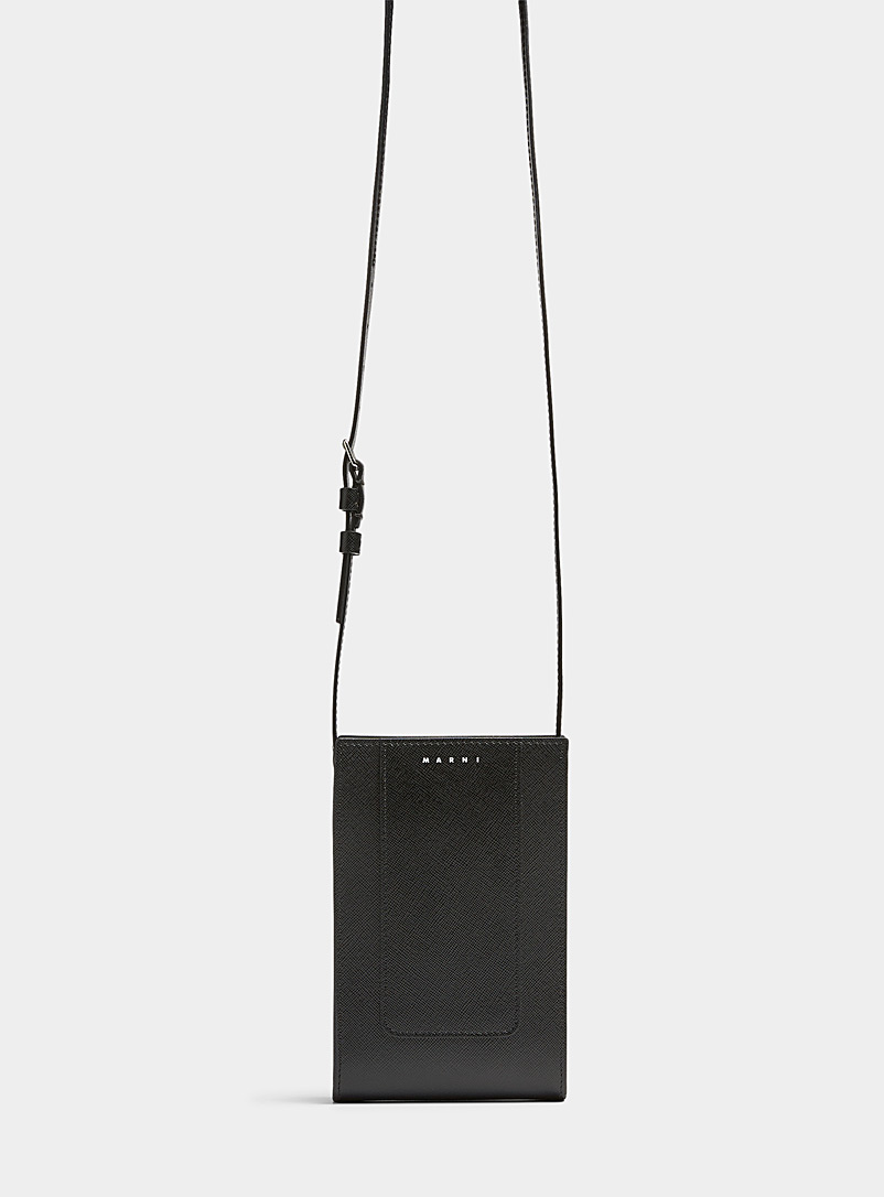 MARNI Black Signature cell phone shoulder bag for men