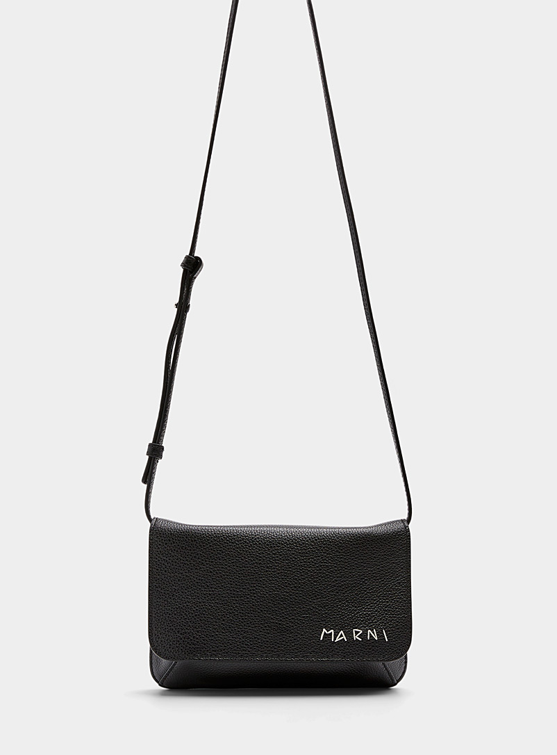 MARNI Black Small cross-body bag with flap for men