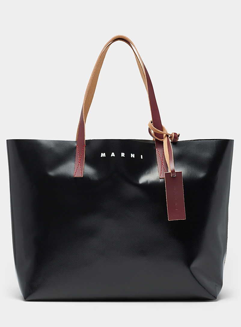 MARNI Black Glossy tote bag for men