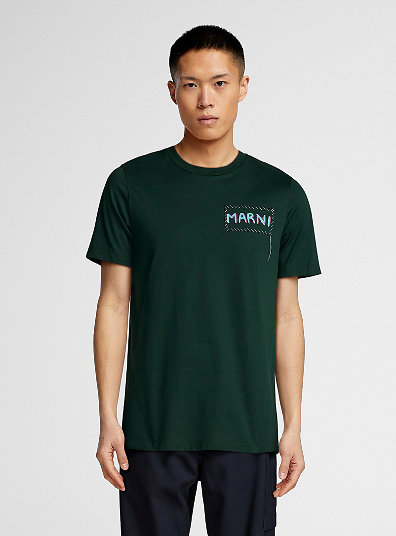 MARNI Green Sewn logo T-shirt for men