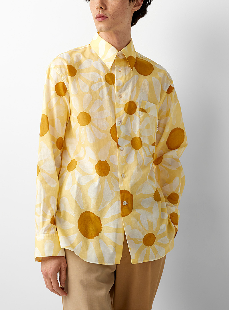 MARNI Cream Beige Sunny flowers shirt for men