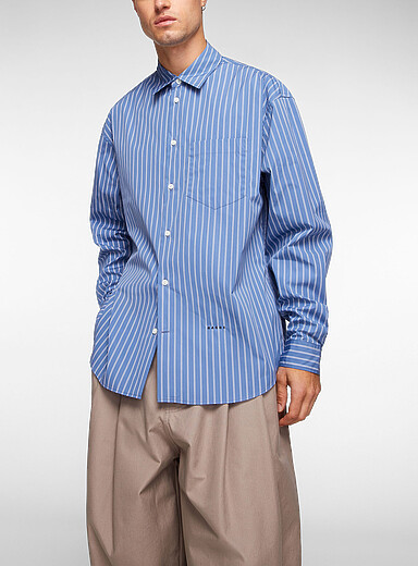 MARNI Blue Crisp striped poplin shirt for men