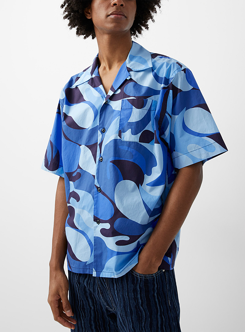 MARNI Blue Redesigned camo shirt for men