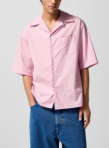 MARNI: La chemise cabana logo dissimul&eacute; Vieux rose pour homme