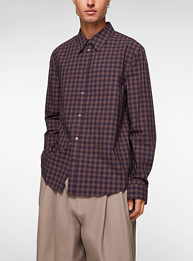 MARNI Blue Waist logo checkered shirt for men