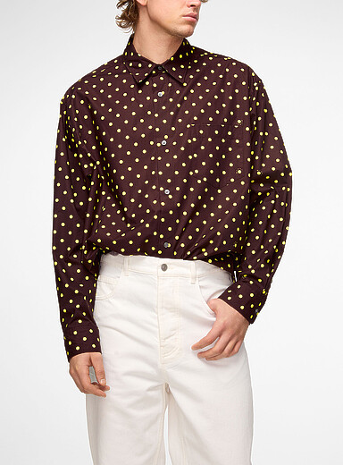 MARNI: La chemise surdimensionn&eacute;e &agrave; pois Brun pour homme