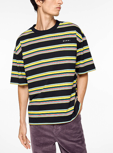 MARNI Patterned Yellow Acid stripes boxy T-shirt for men