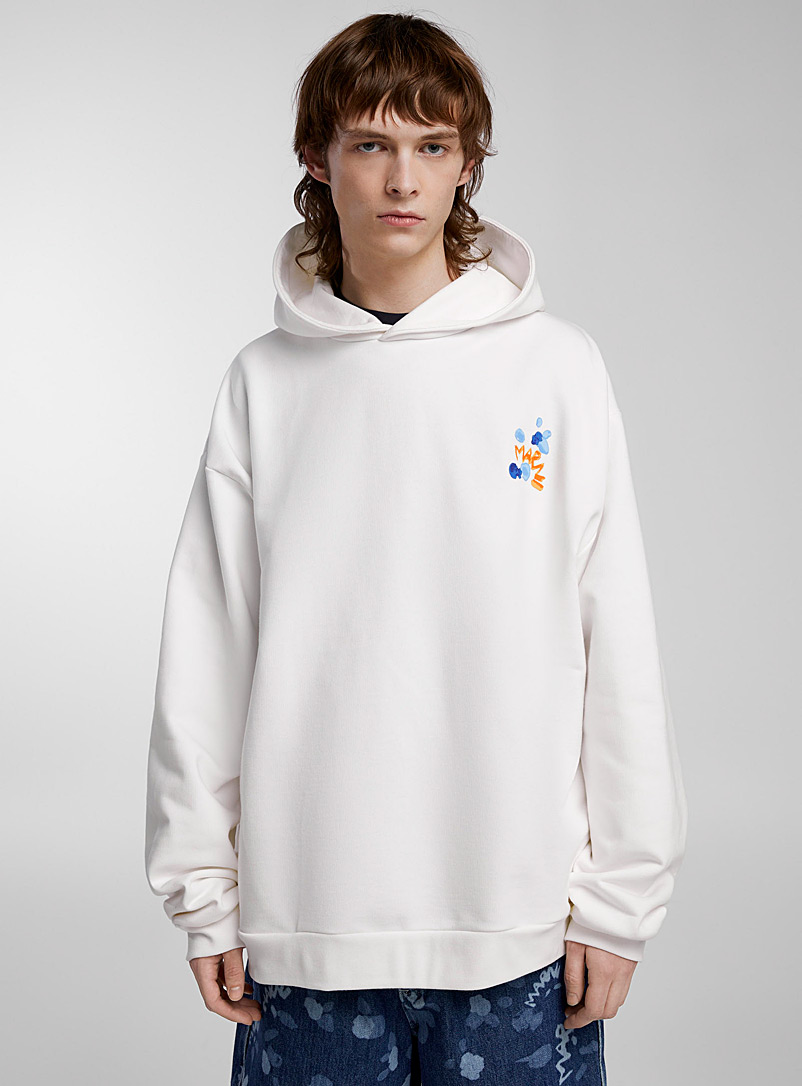 MARNI White Dripping signature flowers sweatshirt for men