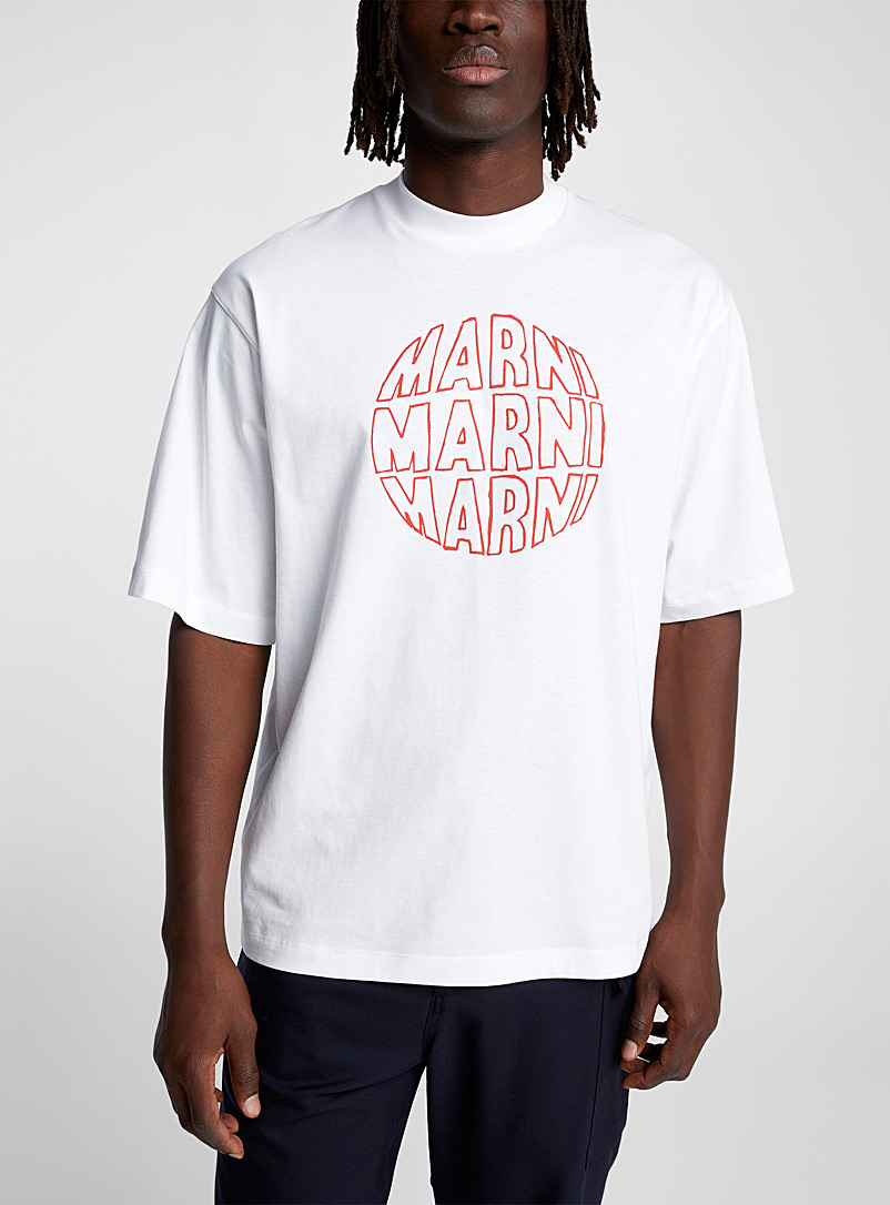 MARNI White Bubble logo T-shirt for men