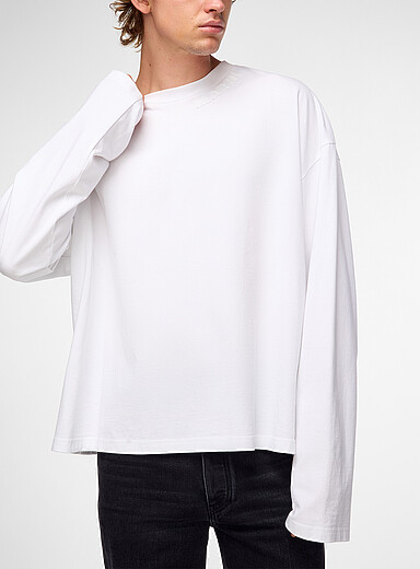 MARNI: Le t-shirt manches longues ample logo col Blanc pour homme