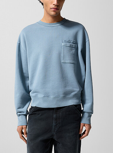 MARNI: Le sweat &agrave; poche signature effiloch&eacute;e Bleu p&acirc;le - Bleu ciel pour homme