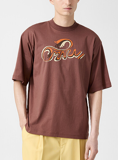MARNI Fawn/Tobacco Signature wave boxy-fit T-shirt for men