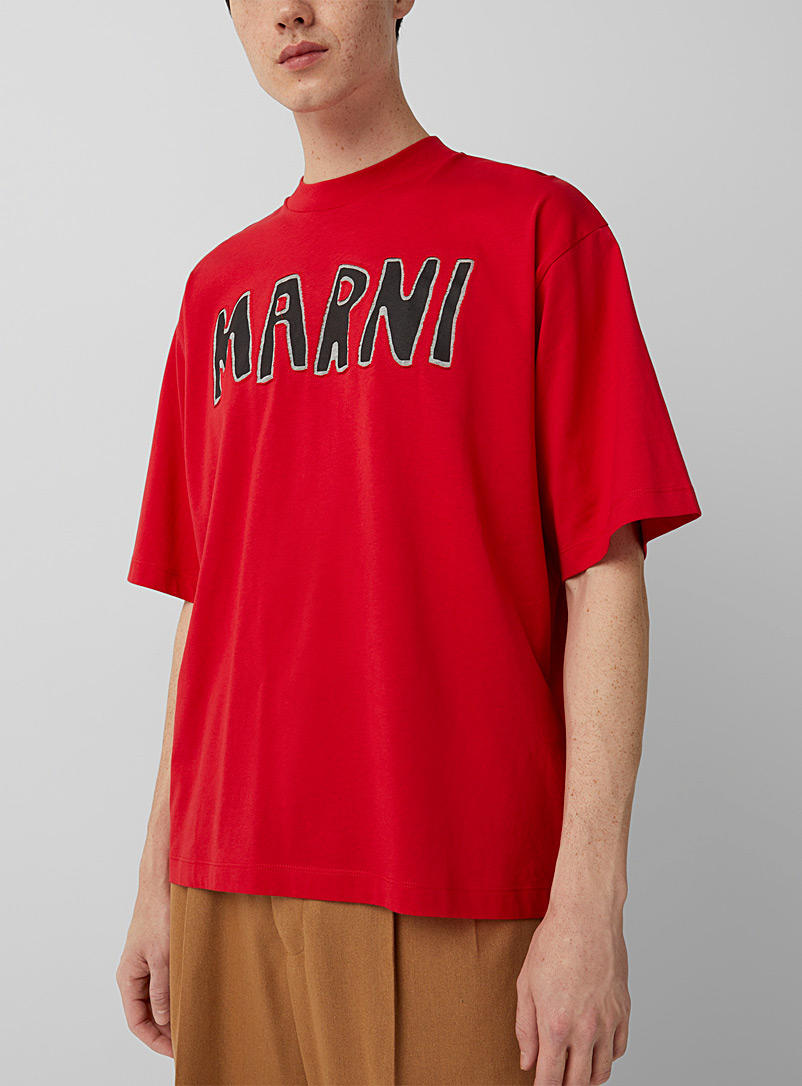 MARNI: Le t-shirt signature découpée Rouge pour homme