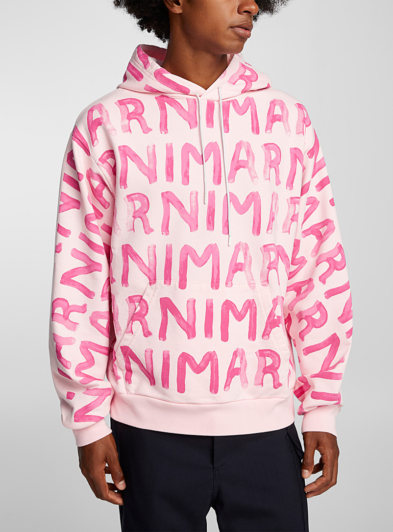 MARNI Pink Paint-effect signature pink hoodie for men