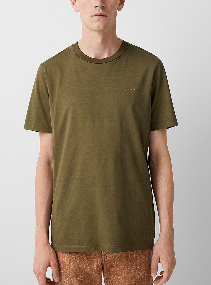 MARNI Green Embroidered mini-logo T-shirt for men