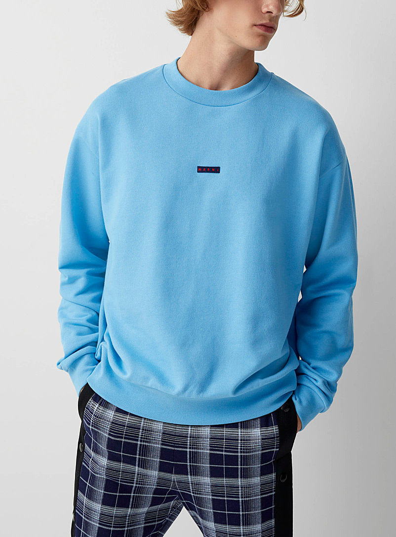 MARNI Blue Signature label sky blue sweatshirt for men