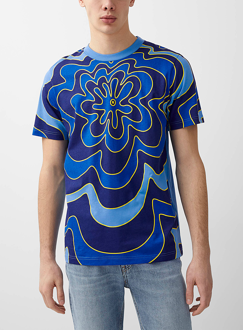 MARNI Blue Infinite flowers pattern T-shirt for men