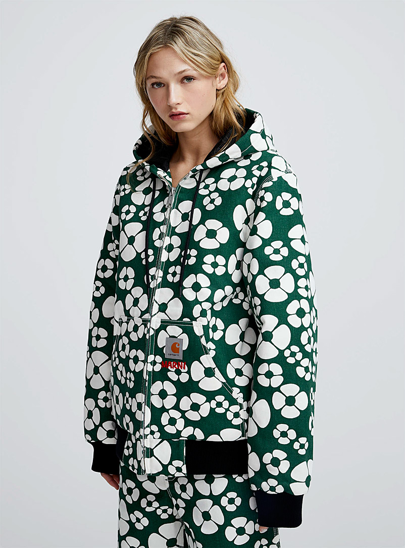 Marni x Carhartt WIP: Le blouson floral coton piqué Vert à motifs pour femme