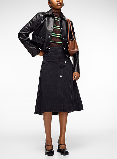 MARNI: Le manteau court cuir col clout&eacute; Noir pour femme