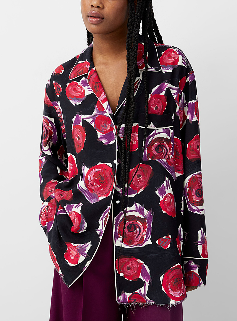 MARNI Patterned Black Roses pyjama shirt for women