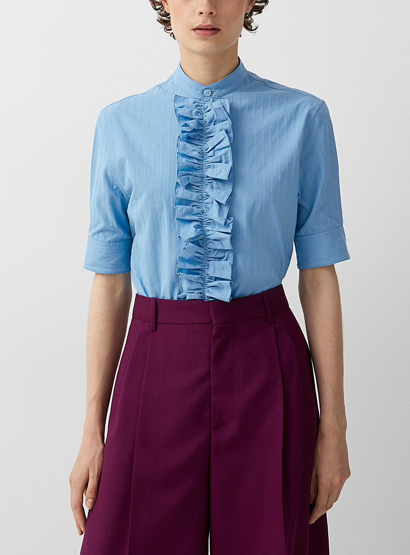 MARNI Teal Ruffled blue shirt for women