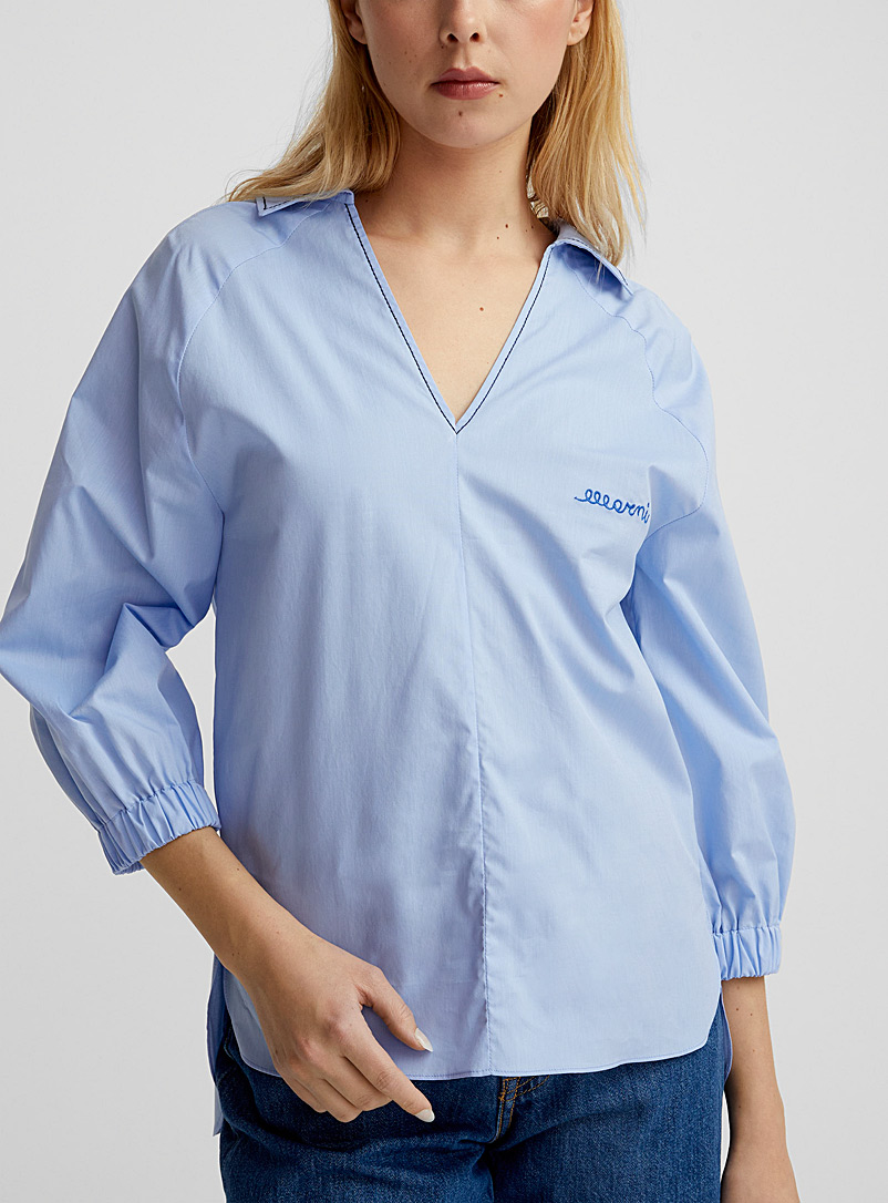 MARNI: La chemise popeline surpiqûres bleues Bleu pour femme