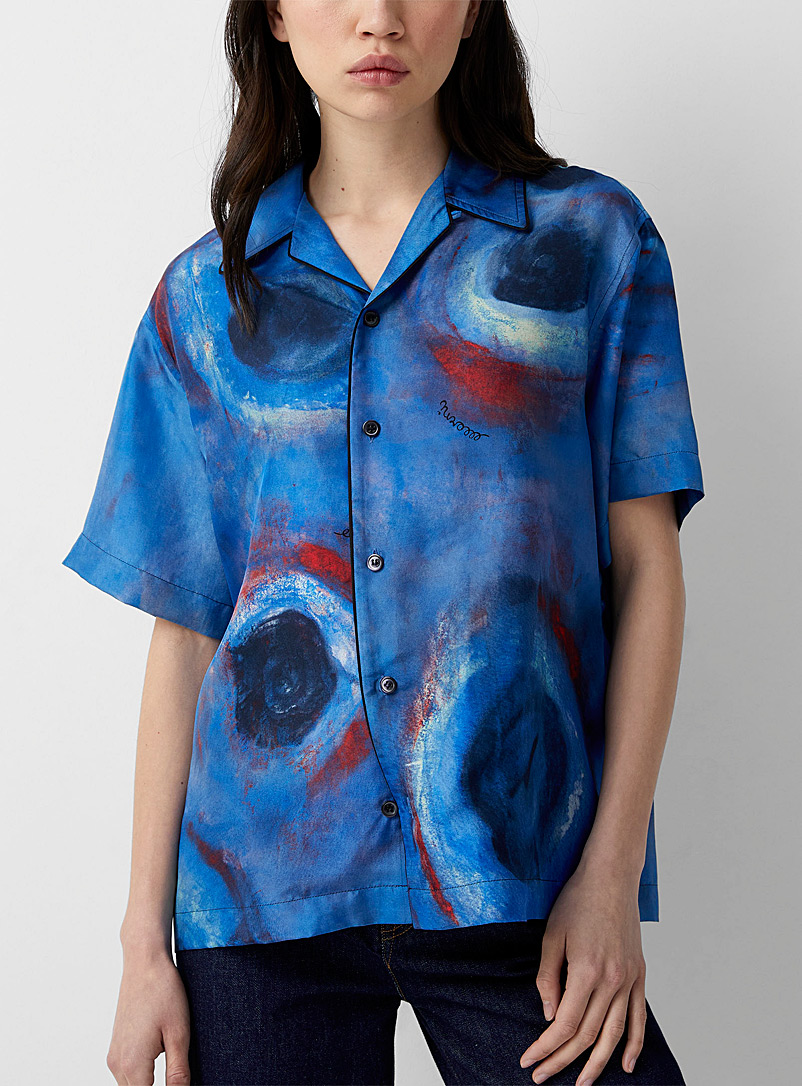 MARNI: La chemise de soie impressionniste Bleu pour femme