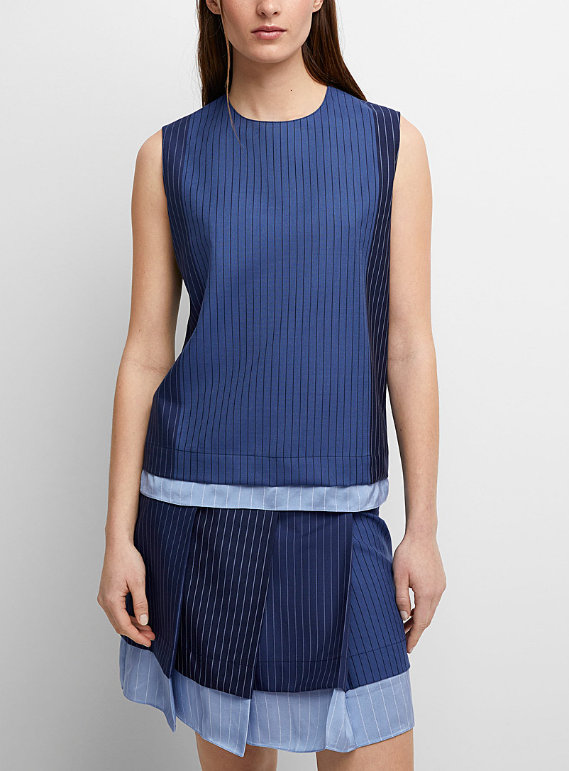 MARNI Navy/Midnight Blue Pinstriped blue top for women