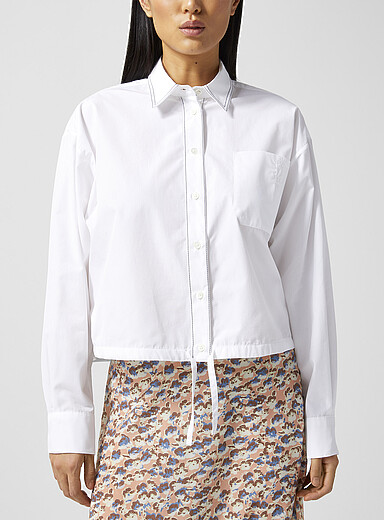 MARNI White Contrasting seams blousing shirt for women