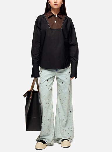 MARNI: Le jean jambe large rivets et &oelig;illets Bleu pour femme