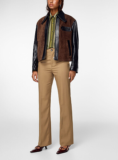 MARNI Light Brown 100% wool flared pant for women