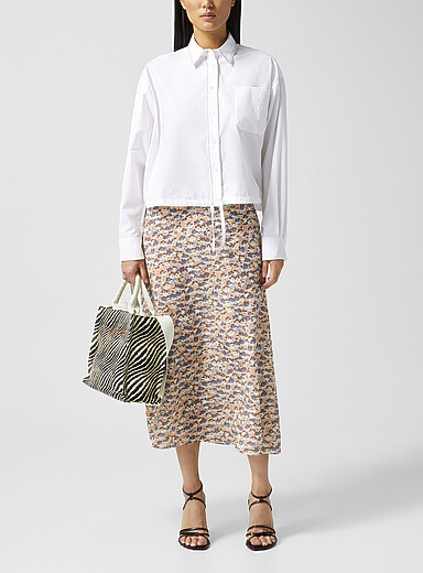 MARNI: La jupe midi pure soie an&eacute;mones Sable pour femme