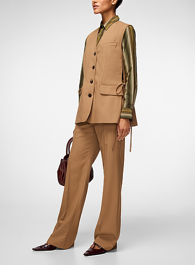 MARNI Light Brown Tie-up side vents vest for women