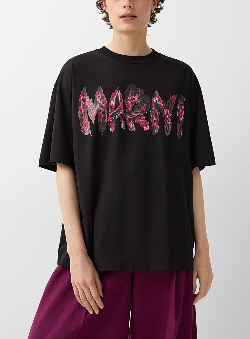 MARNI Black Leopard signature T-shirt for women