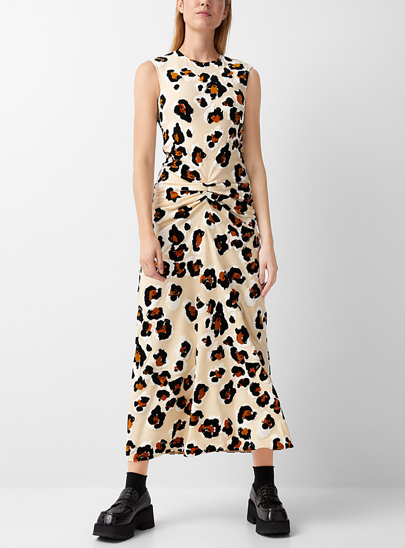 MARNI: La robe léopard velours Blanc à motifs pour femme