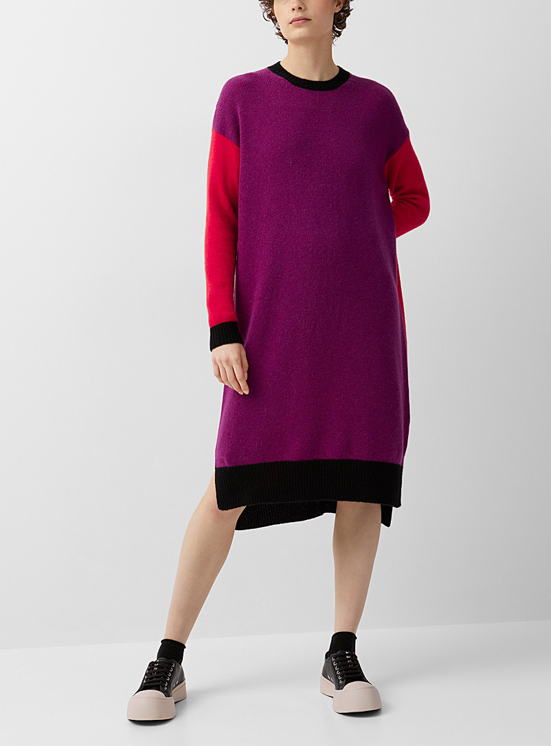 MARNI Mauve Colour blocks sweater dress for women