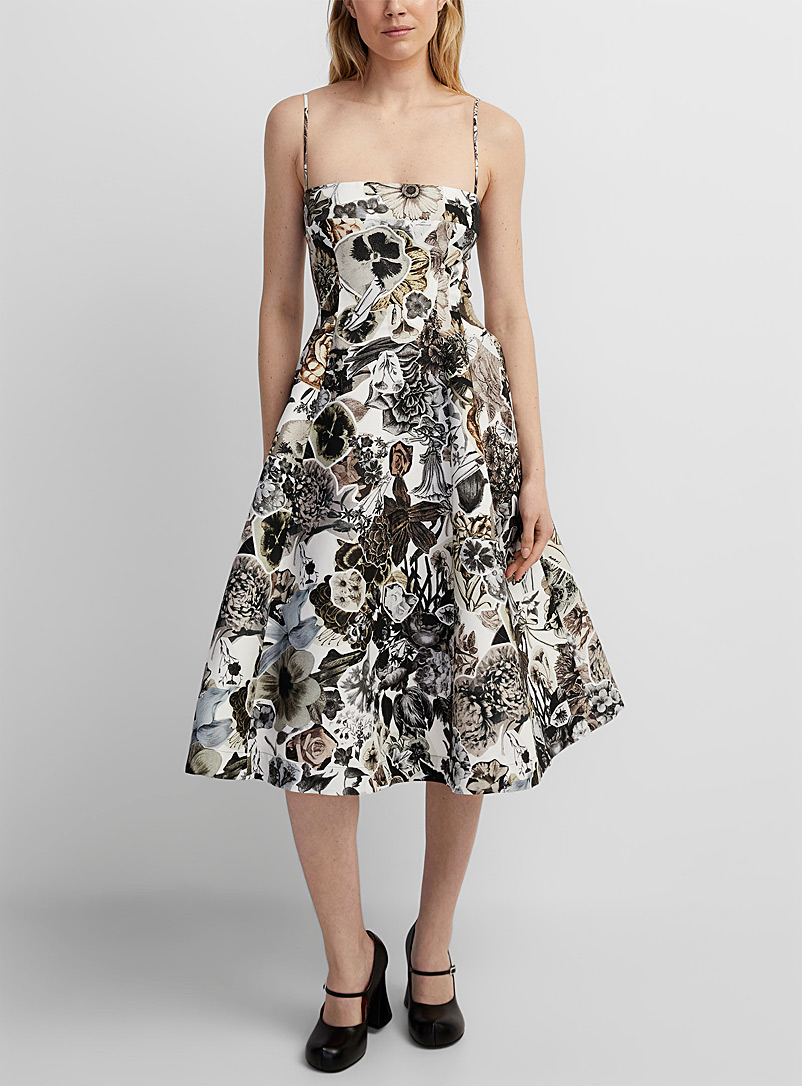 MARNI: La robe évasée tapisserie florale Noir à motifs pour femme