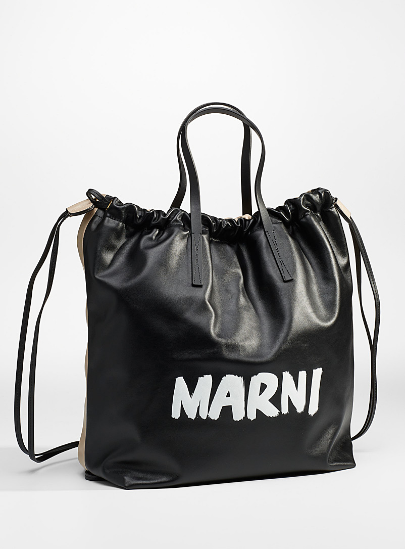 MARNI Patterned Black Two-toned Gusset backpack for women