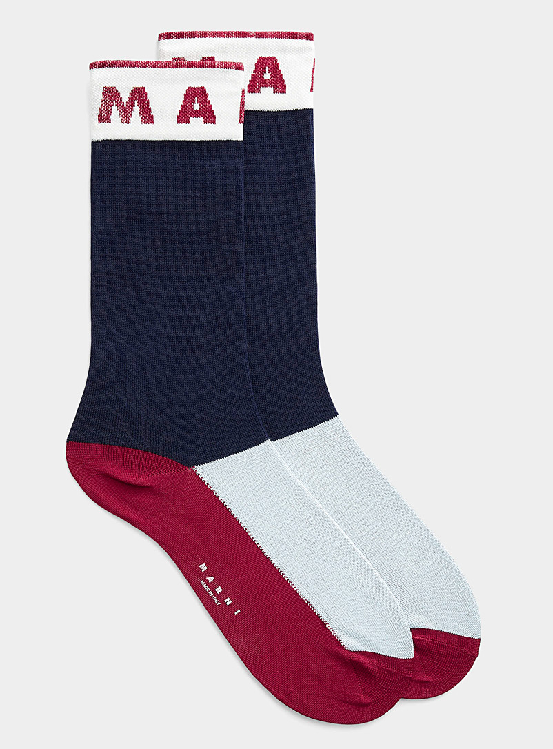 MARNI Marine Blue Signature stripe socks for women