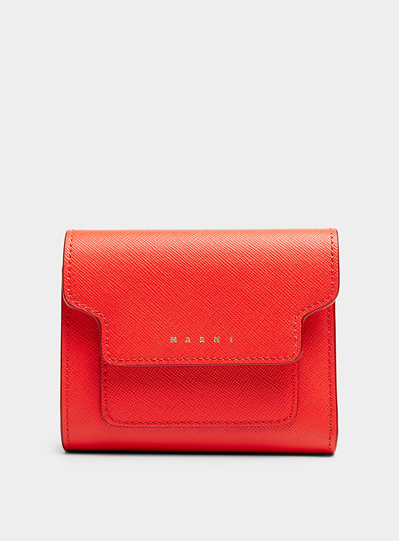 MARNI Orange Red leather wallet for women